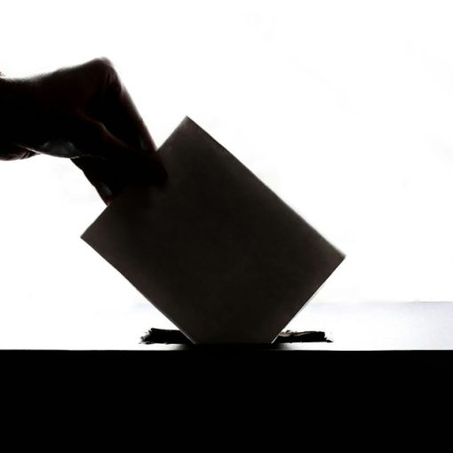 A person is casting a vote into a box, illustrating California Senate passing a smuggling bill