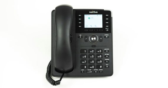 Black and gray ip desk phone, illustrating problems with cheap prison VoIP calls