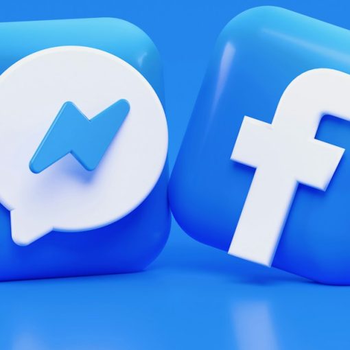 Messenger and Facebook app icons on a blue background, illustrating inmates using Facebook to continue crimes