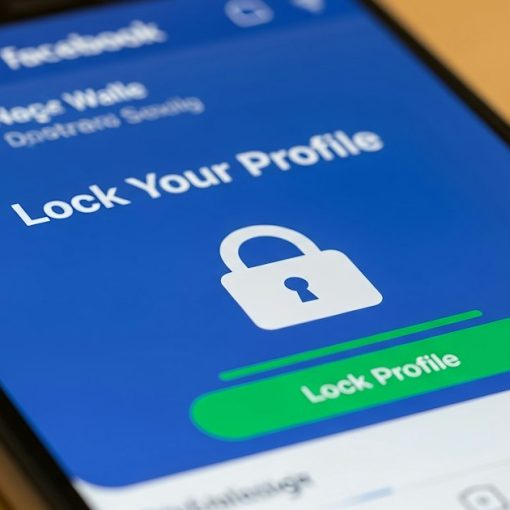 Facebook profile lock screen on a smartphone, illustrating a prisoner's Facebook profile investigation