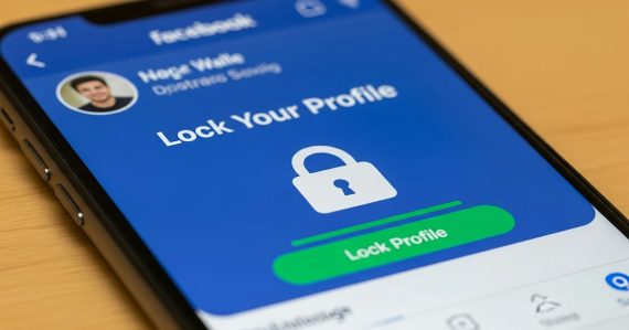 Facebook profile lock screen on a smartphone, illustrating a prisoner's Facebook profile investigation
