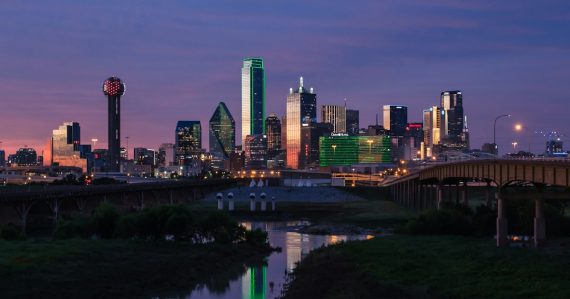 City skyline during night time, illustrating phones found in a Dallas federal prison