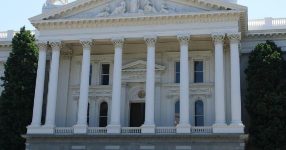 The California state capitol building, illustrating GOP push for a stronger phone bill