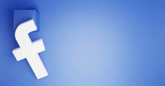 A white facebook logo on a blue background, illustrating a DOC asking Facebook to remove inmate pages
