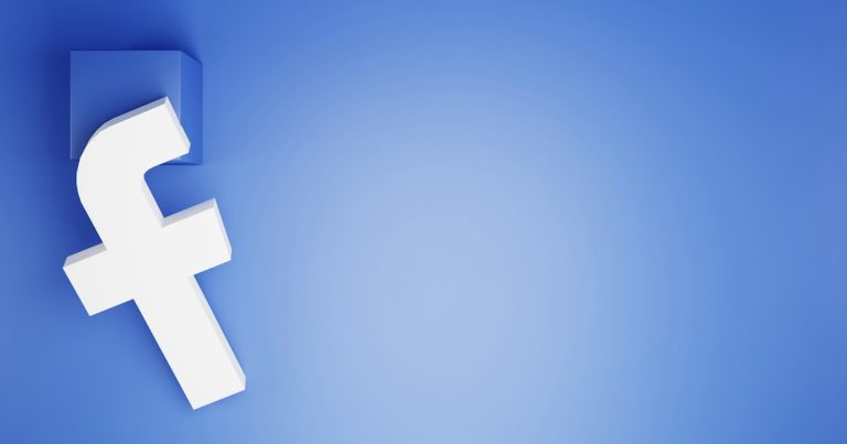 A white facebook logo on a blue background, illustrating a DOC asking Facebook to remove inmate pages