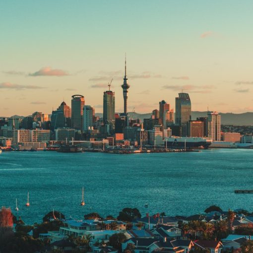 The Auckland skyline and harbor in New Zealand, illustrating fears over prisoner phone access in NZ