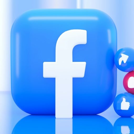 A blue Facebook logo icon with reaction bubbles, illustrating a prisoner posting photos on Facebook