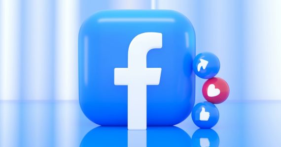 A blue Facebook logo icon with reaction bubbles, illustrating a prisoner posting photos on Facebook