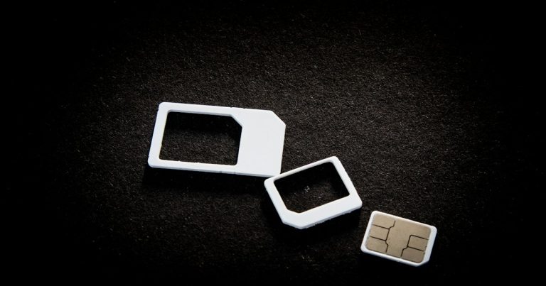 Sim cards and their adaptors are on display, illustrating detecting phones and SIM cards in prison